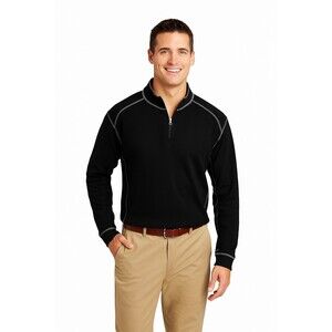 Cutter & Buck Sweater 1/4 Zip Pullover Men's  Size L Black W/Grey Piping